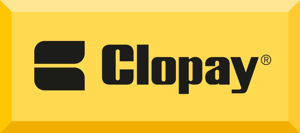Black logo on yellow background