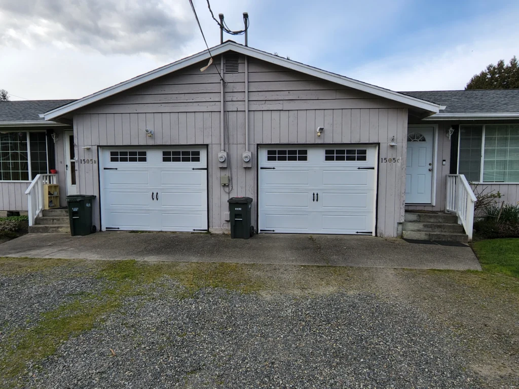 Two garage doors on a house