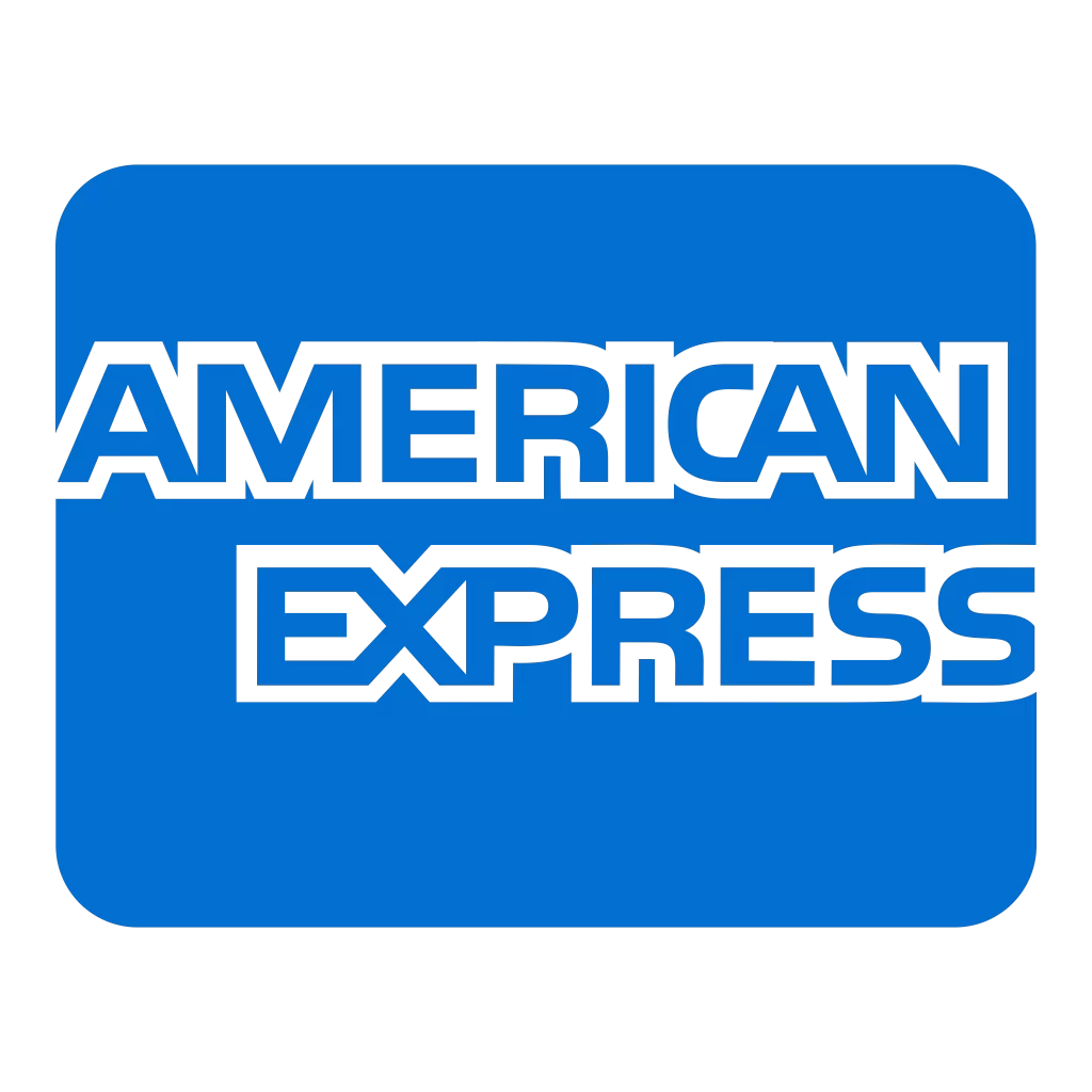 Blue American Express logo on white background.