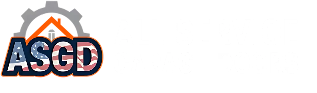 All Service Garage Doors logo with ASGD initials featuring an American flag pattern and white company name text.